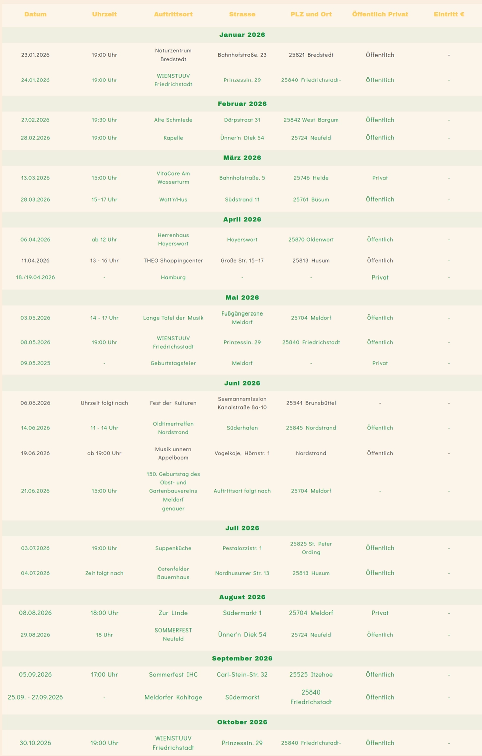 Veranstaltungen Mike O'Donoghue